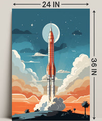 Rocket Launch At Dusk Poster