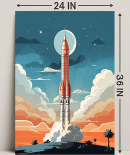 Rocket Launch At Dusk Poster