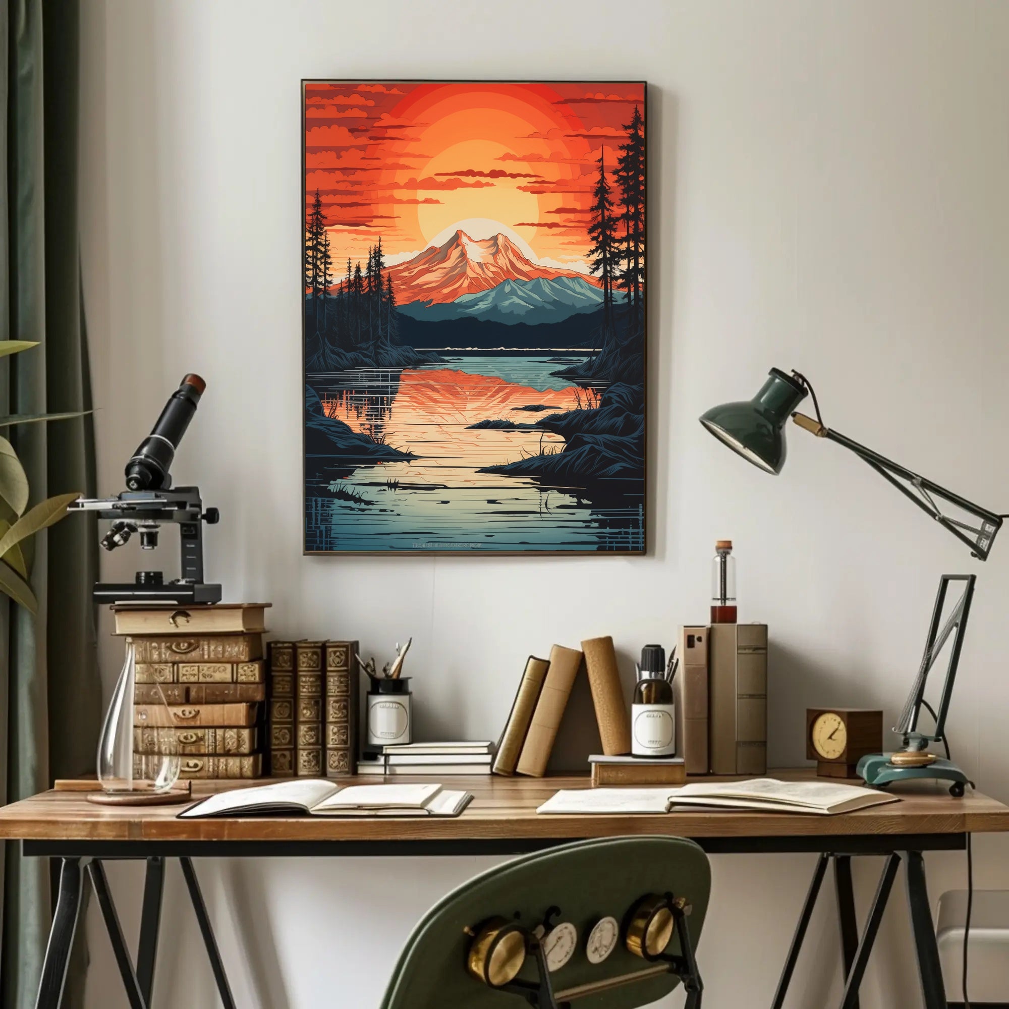 Serene Mountain Sunset Poster PosterGoat
