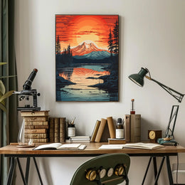 Serene Mountain Sunset Poster PosterGoat