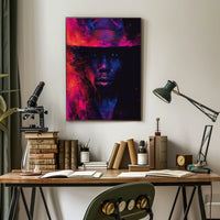 Dramatic Abstract Portrait Poster in Vibrant Colors
