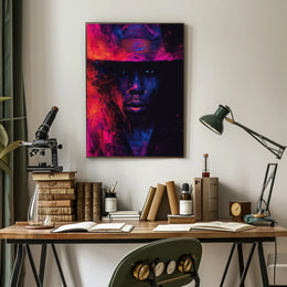 Dramatic Abstract Portrait Poster in Vibrant Colors