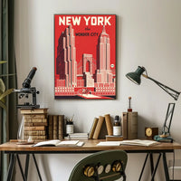 New York City Architecture Poster Vintage Wall Art For NYC