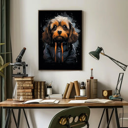 Stylized Dog Portrait: Urban Fashion Art Print