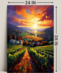 Sunset Over The Vineyard Poster