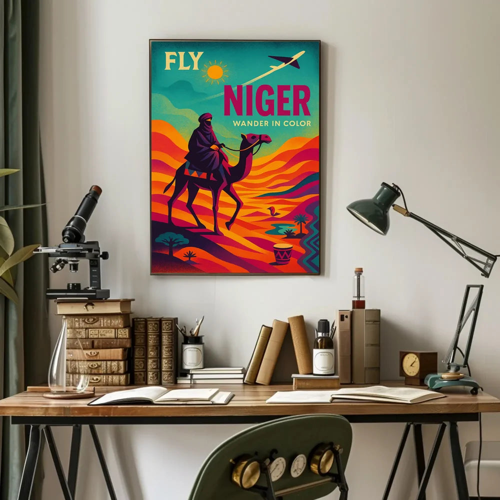 Fly Niger Wander in Color Travel Poster PosterGoat