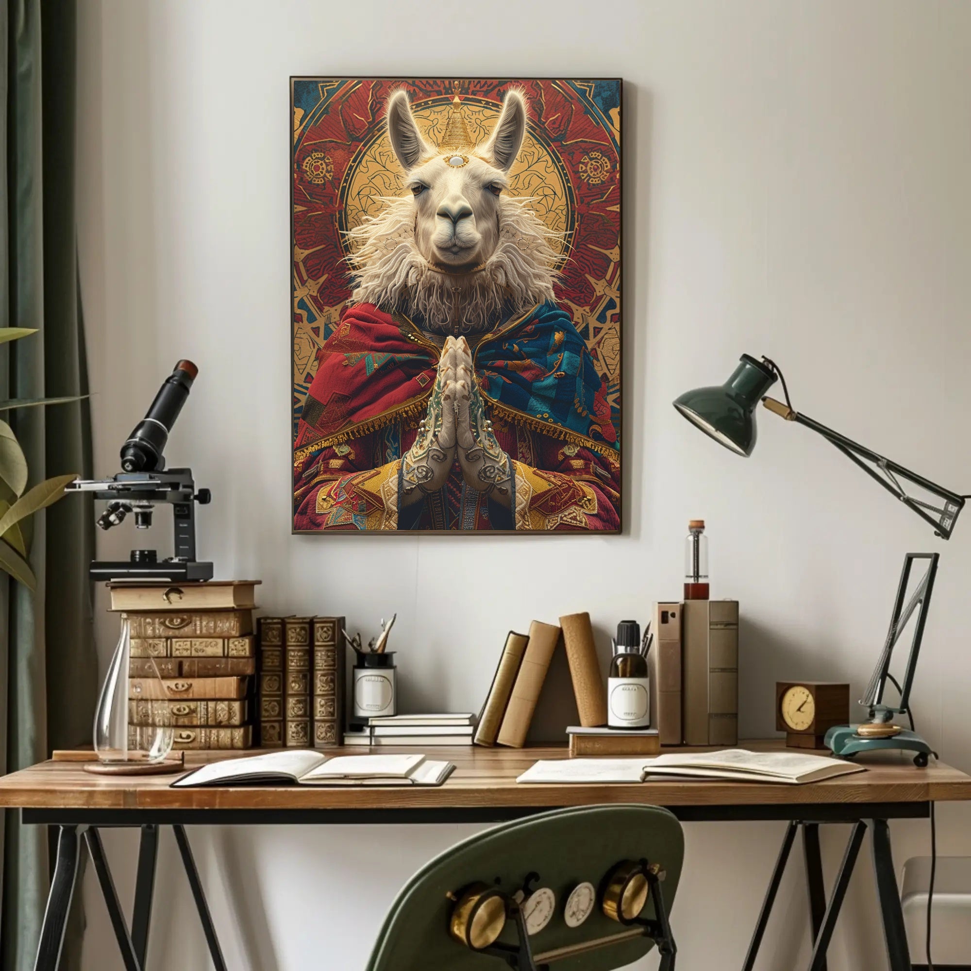 Majestic Llama in Spiritual Pose Fantasy or Mythology Poster PosterGoat