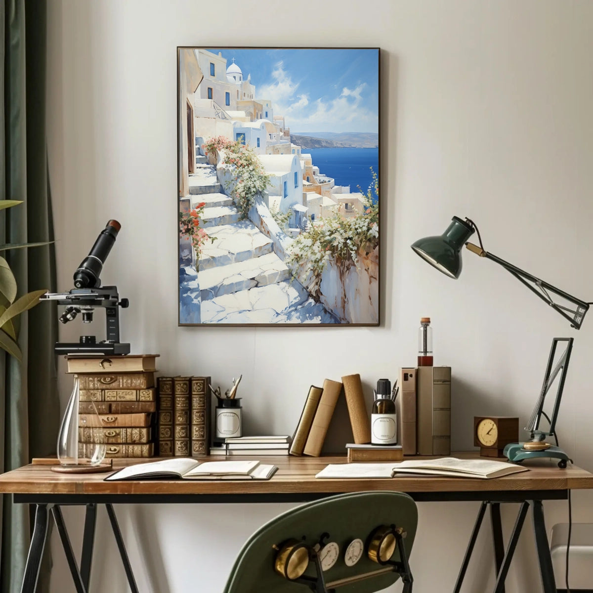 Santorini Sunrise: Greek Coastal Travel Poster