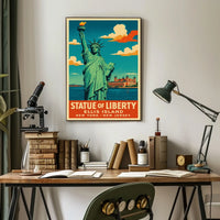 Statue Of Liberty And Ellis Island Poster