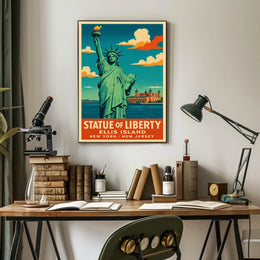 Statue Of Liberty And Ellis Island Poster