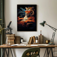Stylized Tiger in Tropical Paradise Animal Poster