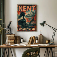 Kent Washington Vintage Railway Nostalgic Art Deco Poster