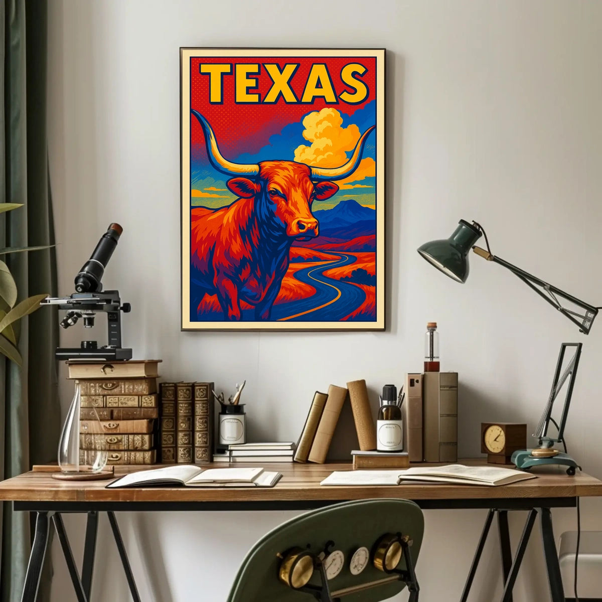 Texas Longhorn Landscape Poster