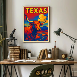 Texas Longhorn Landscape Poster