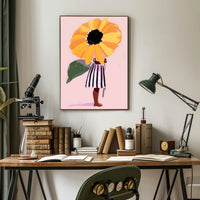 Whimsical Sunflower Child Poster Art Print