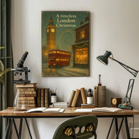 London Christmas Timeless Vintage Cityscape Travel Lovers Holiday Decor Museum Quality Poster