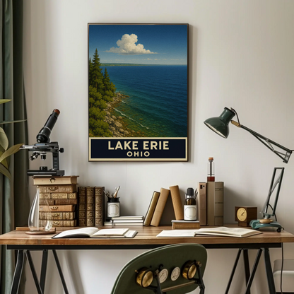 Lake Erie Ohio Rocky Shoreline Scenic Nature Poster