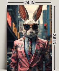 Stylish Rabbit In The City Poster