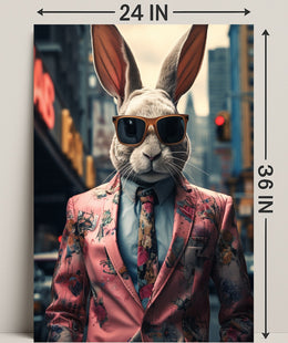 Stylish Rabbit In The City Poster