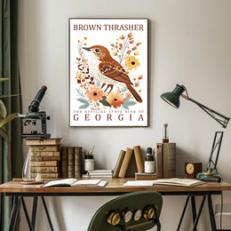 Brown Thrasher Georgia State Bird Art Poster
