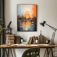 Pyramid Oasis Dreamscape Abstract Artistic Poster