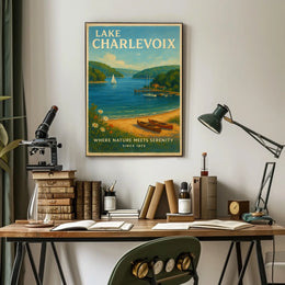 Lake Charlevoix Escape: Vintage Travel Poster