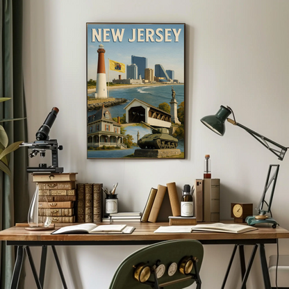 New Jersey Coastal Attractions Lighthouses Boardwalk Travel Poster Travel Poster