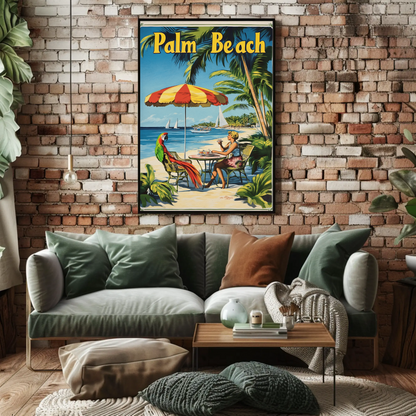 Palm Beach Vintage Poster Cafe Scene