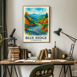 Blue Ridge Mountains Watercolor Scenic Fall Poster