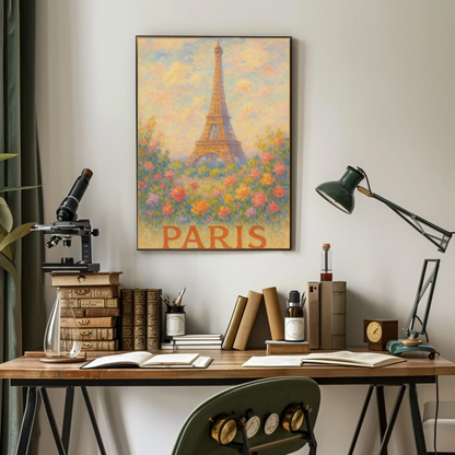Paris Eiffel Tower Floral Pastel Art Poster Poster