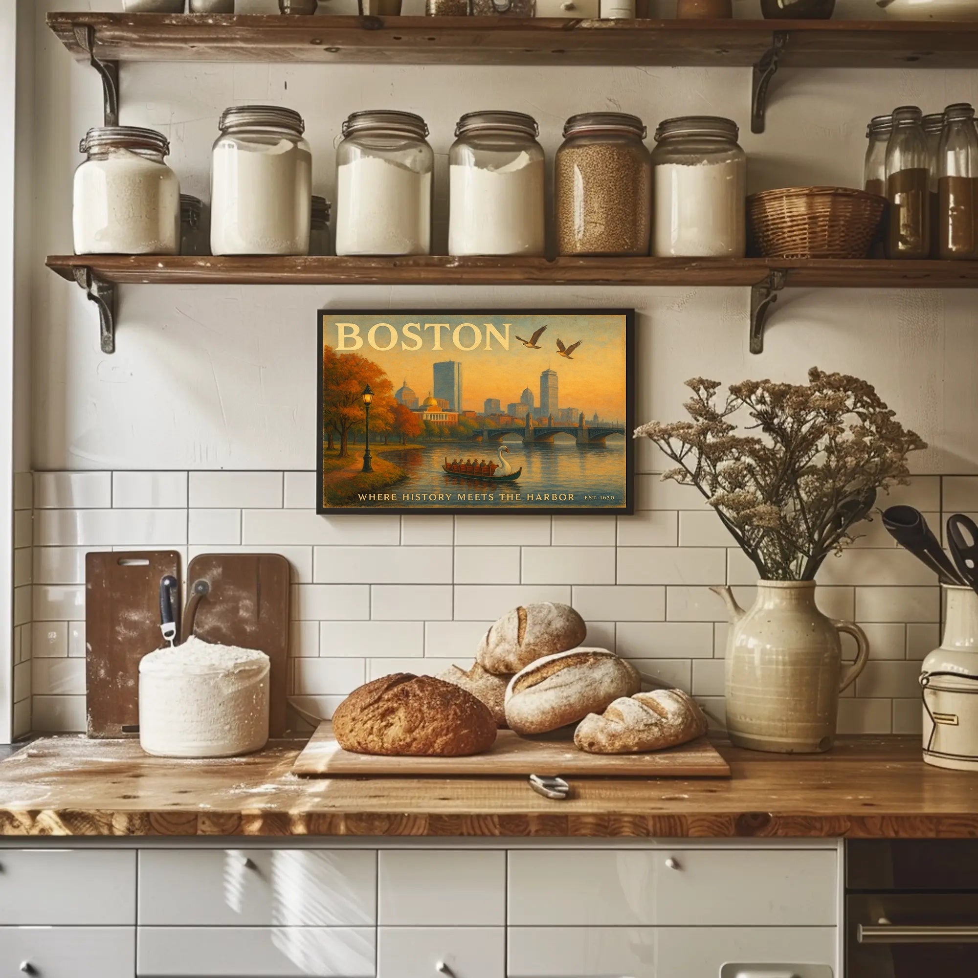 Boston Scenic Charm Travel Poster Wall Art