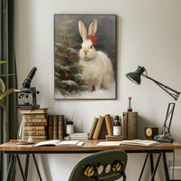 Festive Rabbit And Christmas Tree Poster