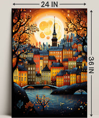 Enchanted Autumn Townscape Poster