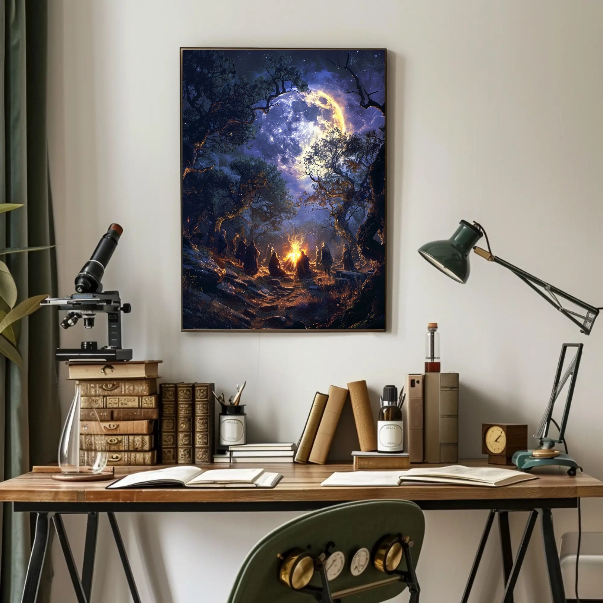 Mystical Moonlit Forest Gathering Fantasy or Mythology Poster PosterGoat