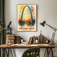 Gateway Arch Vibrant Watercolor Poster Art Print