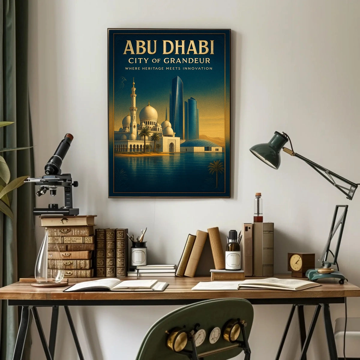Abu Dhabi's Iconic Landmarks in Urban Cityscape Poster