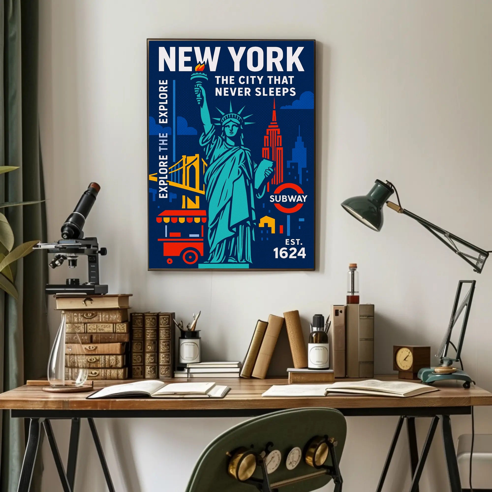 Explore New York City in Vibrant Urban Cityscape Poster