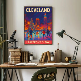 Cleveland Lakefront Glow Poster