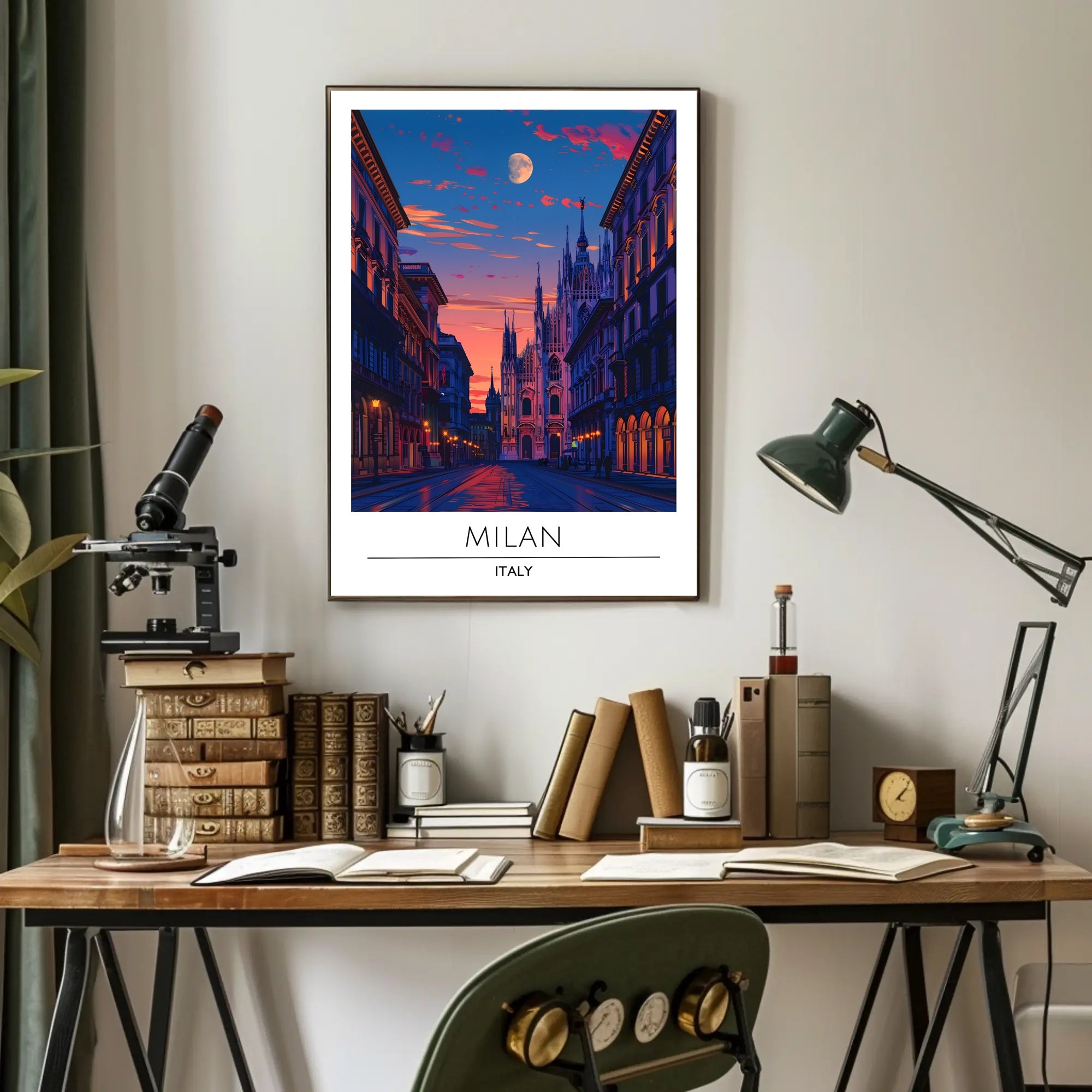 Milan Cathedral Twilight Cityscape Poster