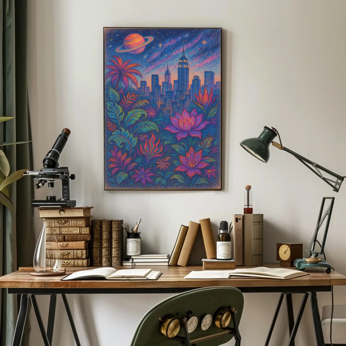 Cosmic Jungle Cityscape Poster