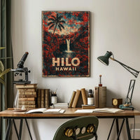 Hilo Hawaii Nostalgic Vintage Travel Poster