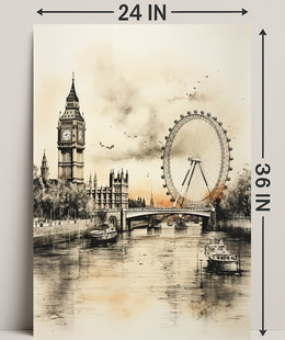 London Landmarks In Watercolor Poster