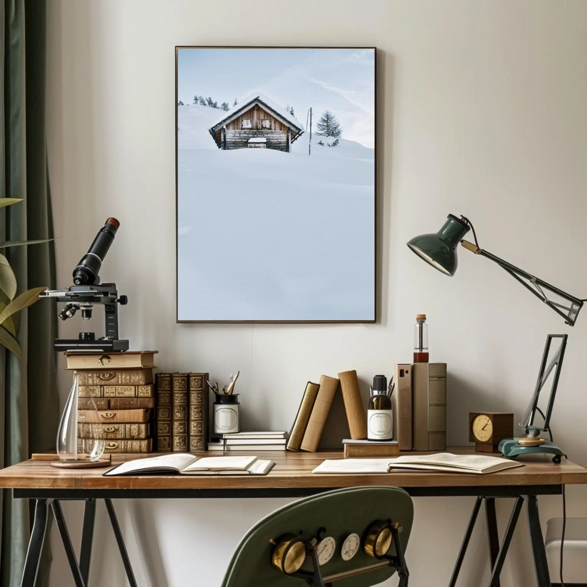 Rustic Cabin in Snowy Mountains National Park Poster