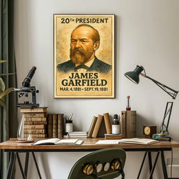 James A. Garfield 20th President of the United States Exaggerated Cartoon Sketch Poster