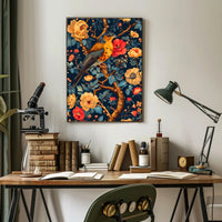 Bird and Flower Botanical Art Print - Animal Poster
