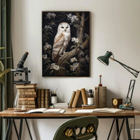 Barn Owl Elegance Perched Animal Poster