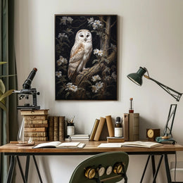 Barn Owl Elegance Perched Animal Poster