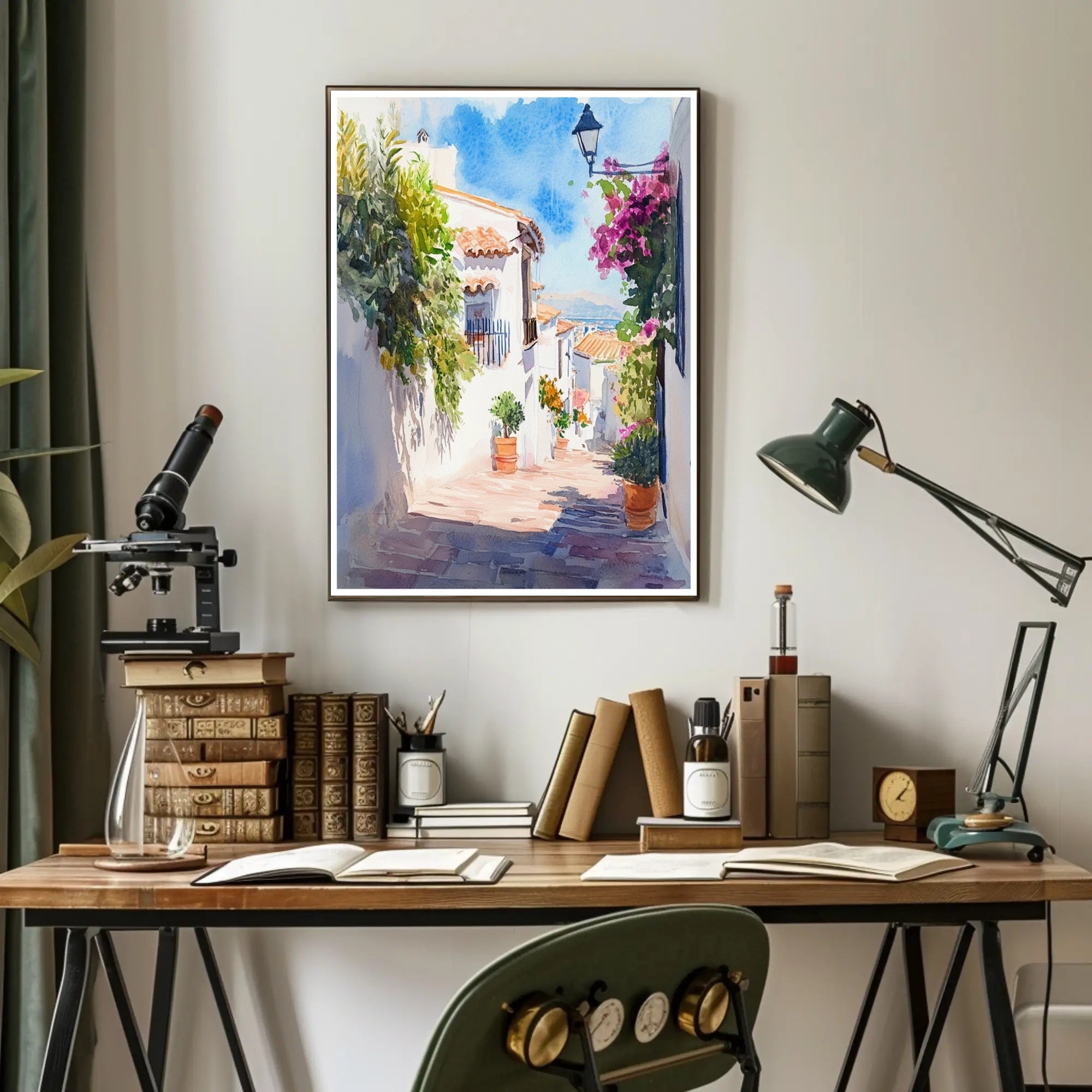 Sunlit Mediterranean Alley Poster PosterGoat