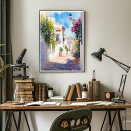 Sunlit Mediterranean Alley Poster PosterGoat