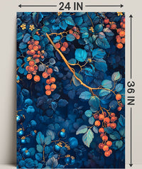 Vibrant Botanical Art: Enchanting Berry and Foliage Poster